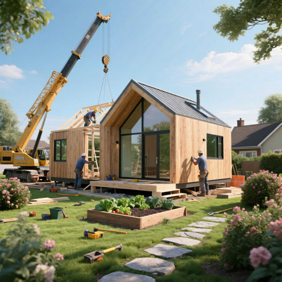 дачные домики из готовых конструкторов сборка модульного дачного домика на садовом участке